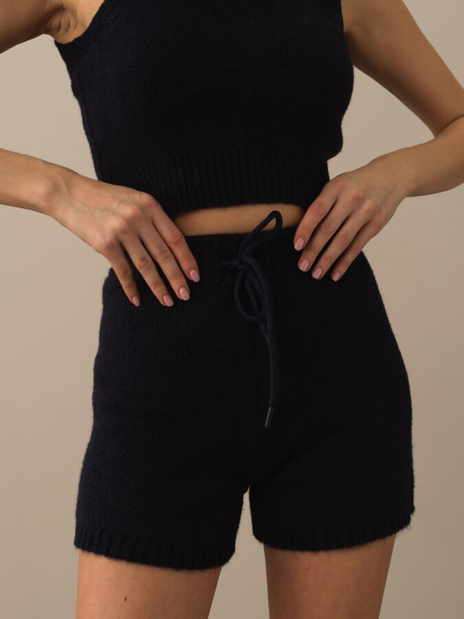 High Waist Regular Fit Knit Shorts - Xint