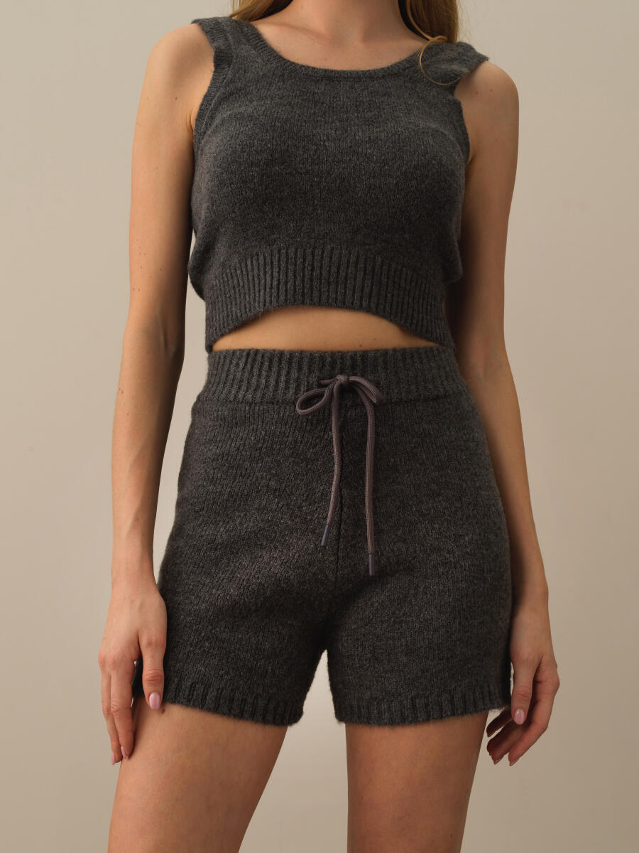 High Waist Regular Fit Knit Shorts - 1