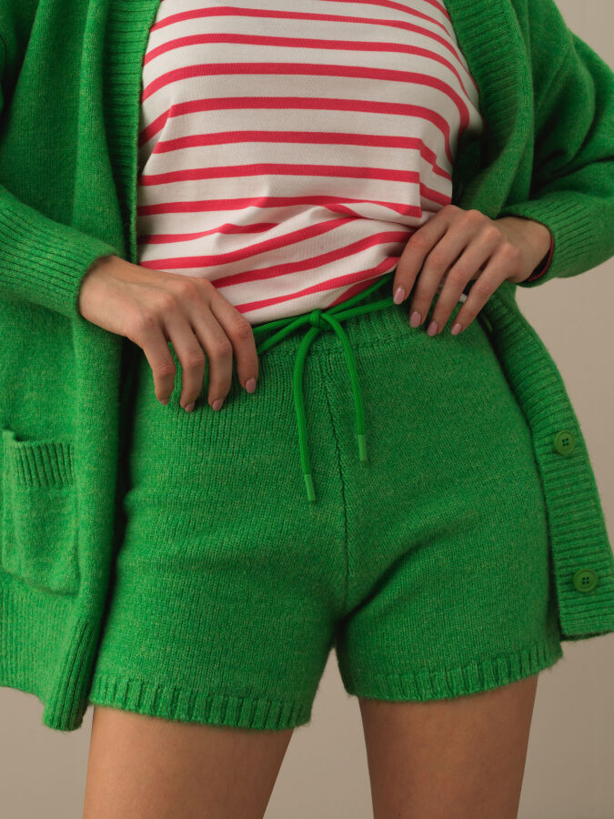 High Waist Regular Fit Knit Shorts - Xint