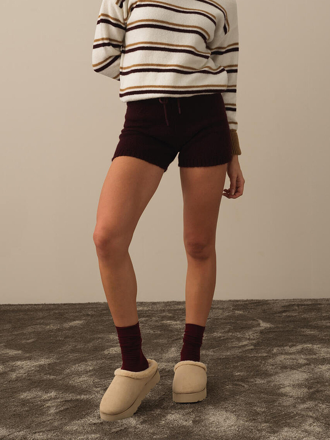 High Waist Regular Fit Knit Shorts - 1