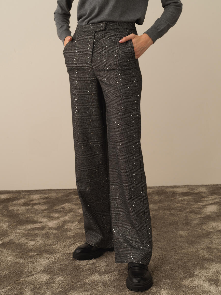 High Waist Regular Fit Sequined Pants