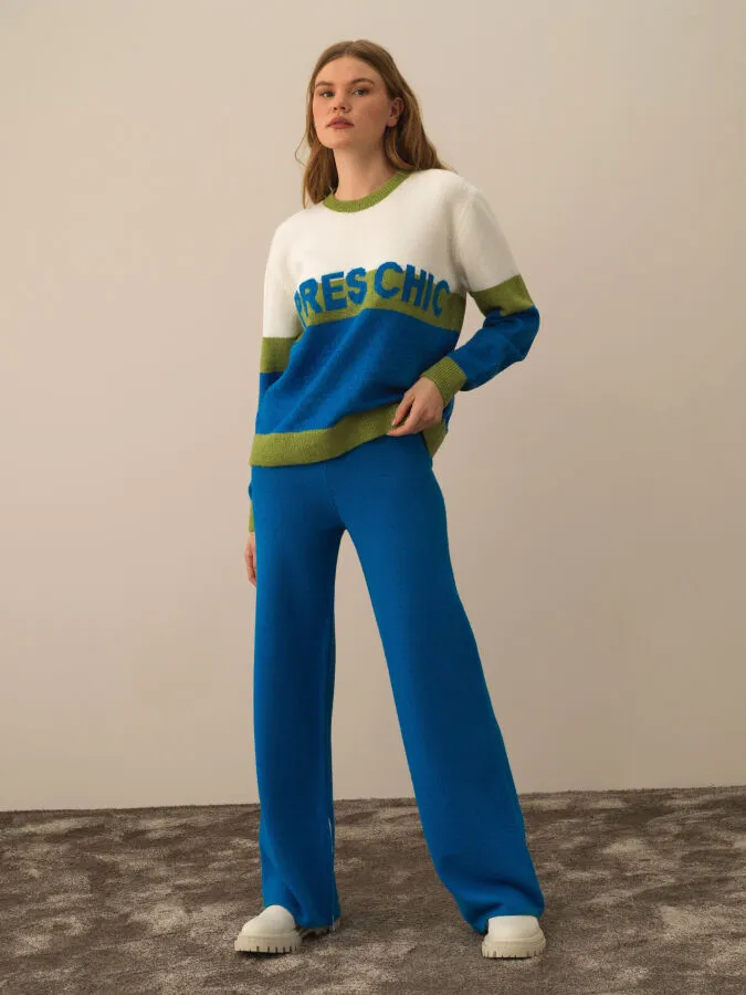 High Waist Regular Fit Wool Knit Pants - Xint