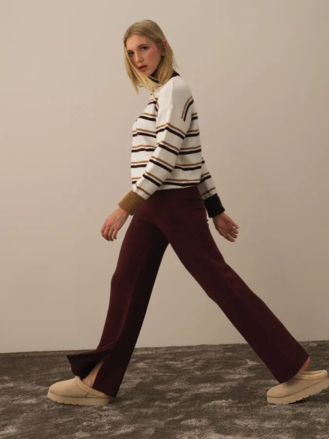 High Waist Regular Fit Wool Knit Pants - Xint