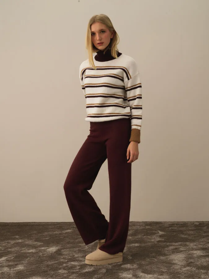 High Waist Regular Fit Wool Knit Pants - Xint