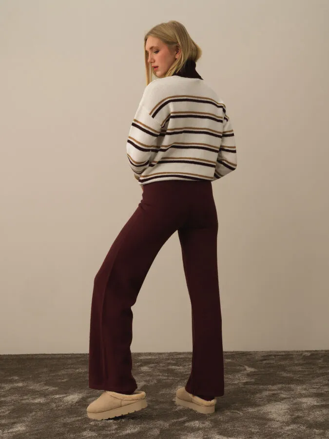 High Waist Regular Fit Wool Knit Pants - Xint