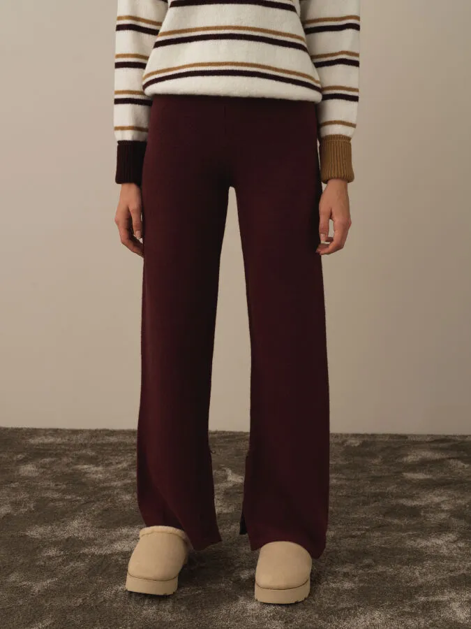 High Waist Regular Fit Wool Knit Pants - Xint