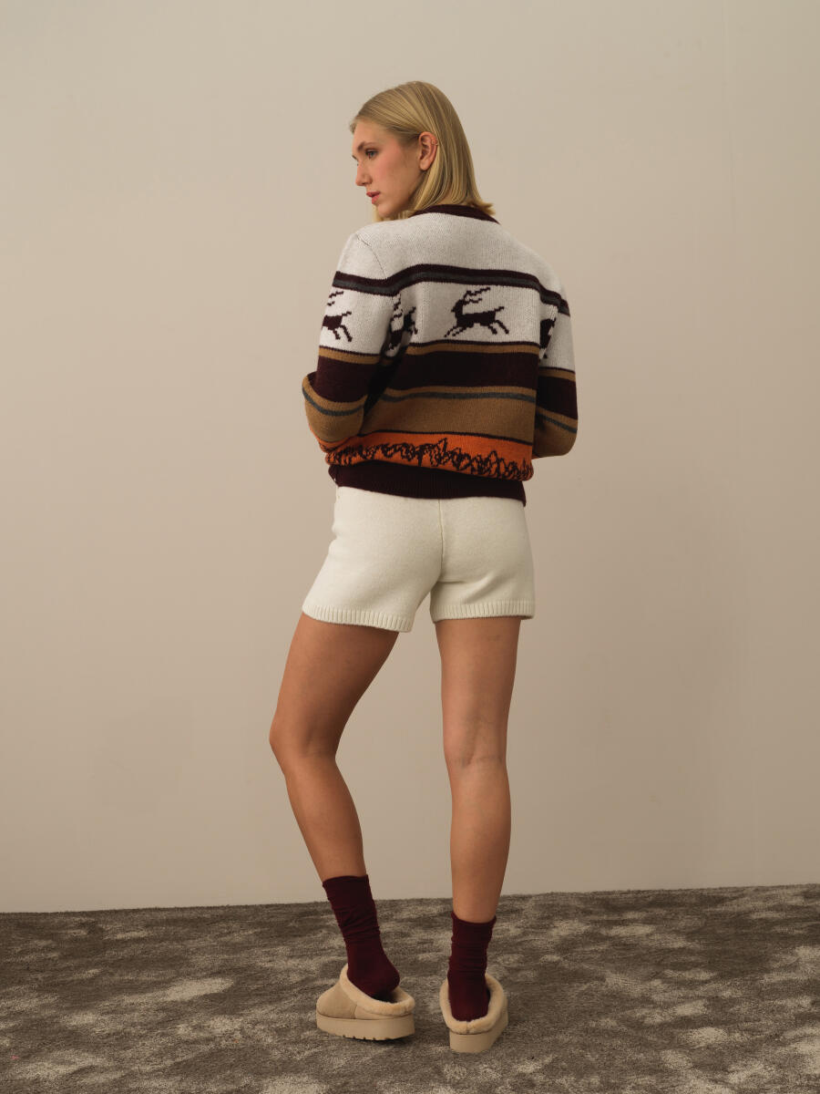 High Waist Regular Fit Wool Knit Shorts - 4