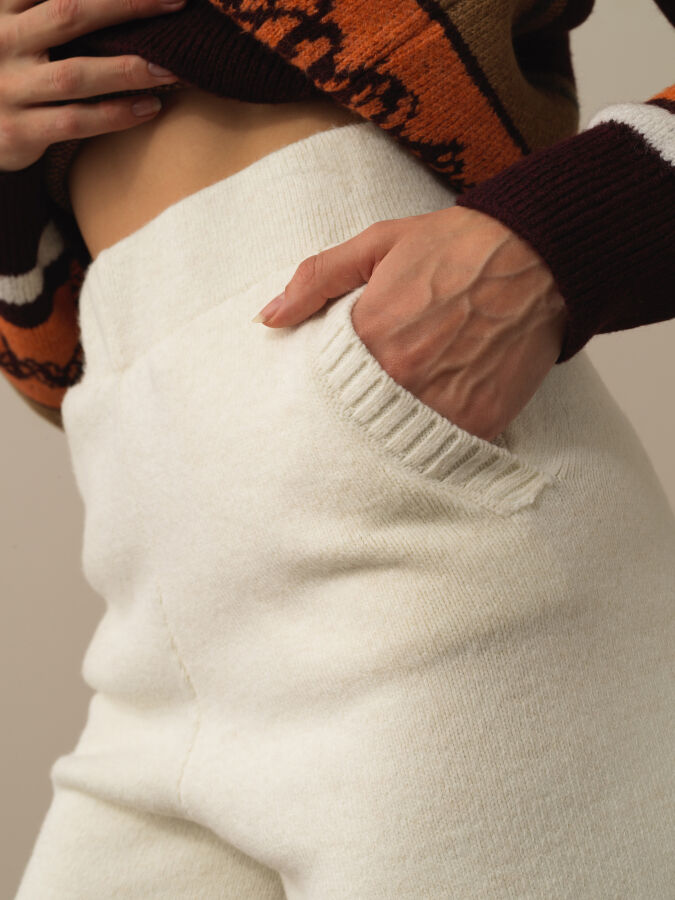 High Waist Regular Fit Wool Knit Shorts - Xint