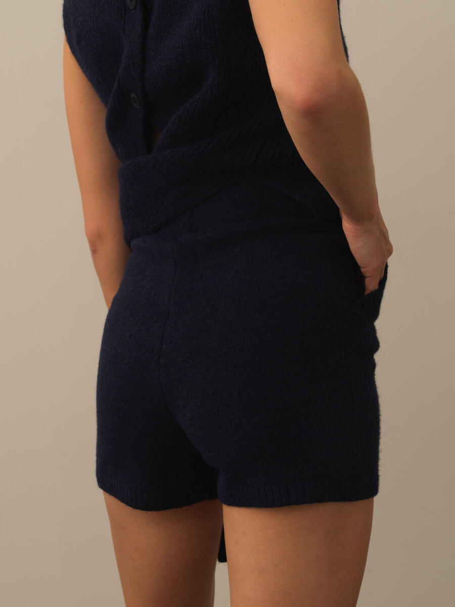 High Waist Regular Fit Wool Knit Shorts - 3