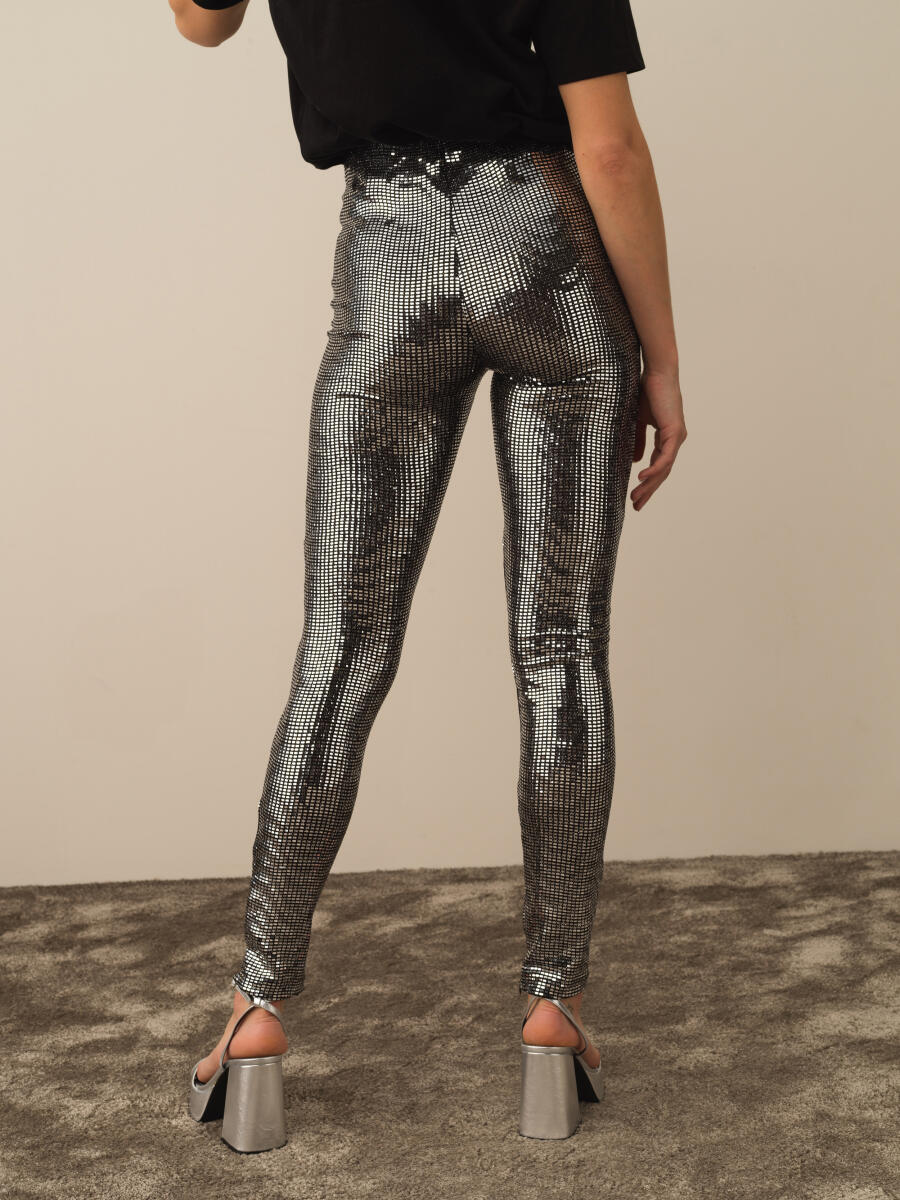 High Waist Slim Fit Glitter Leggings - 4