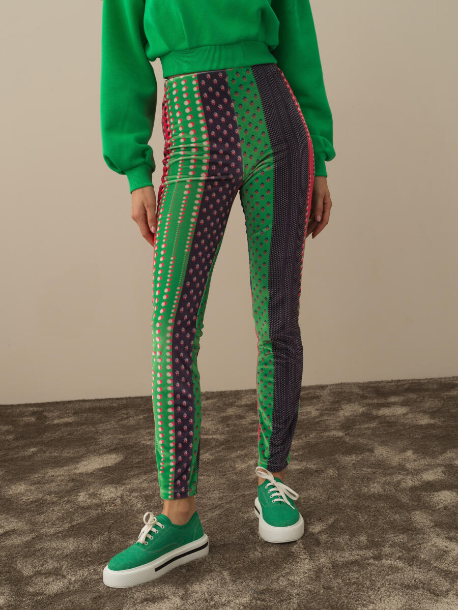 High Waist Slim Fit Panel Printed Leggings