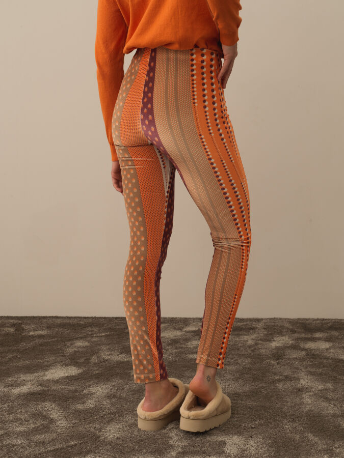 High Waist Slim Fit Panel Printed Leggings - Xint