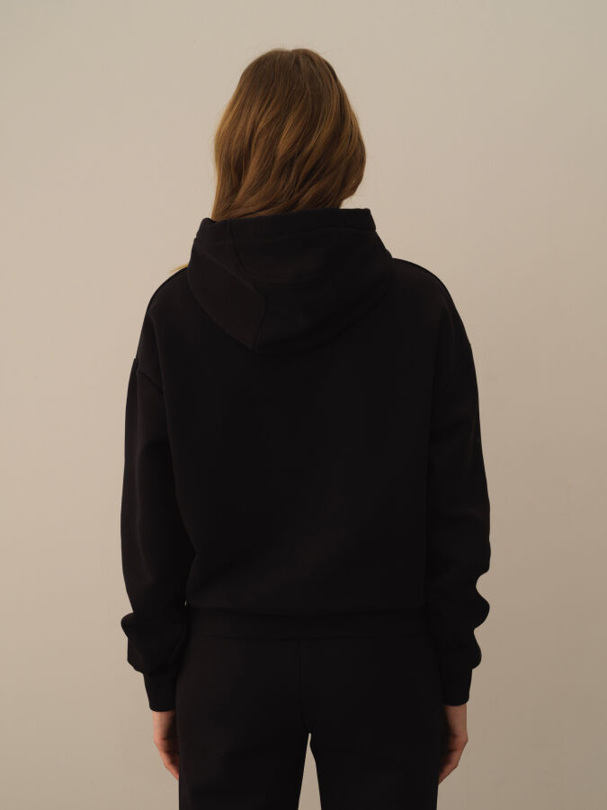 Hooded Cotton Oversized Basic Sweatshirt - Xint