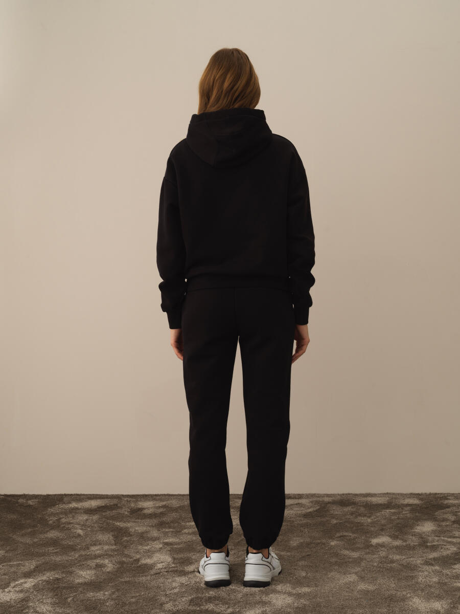 Hooded Cotton Oversized Basic Sweatshirt - 4