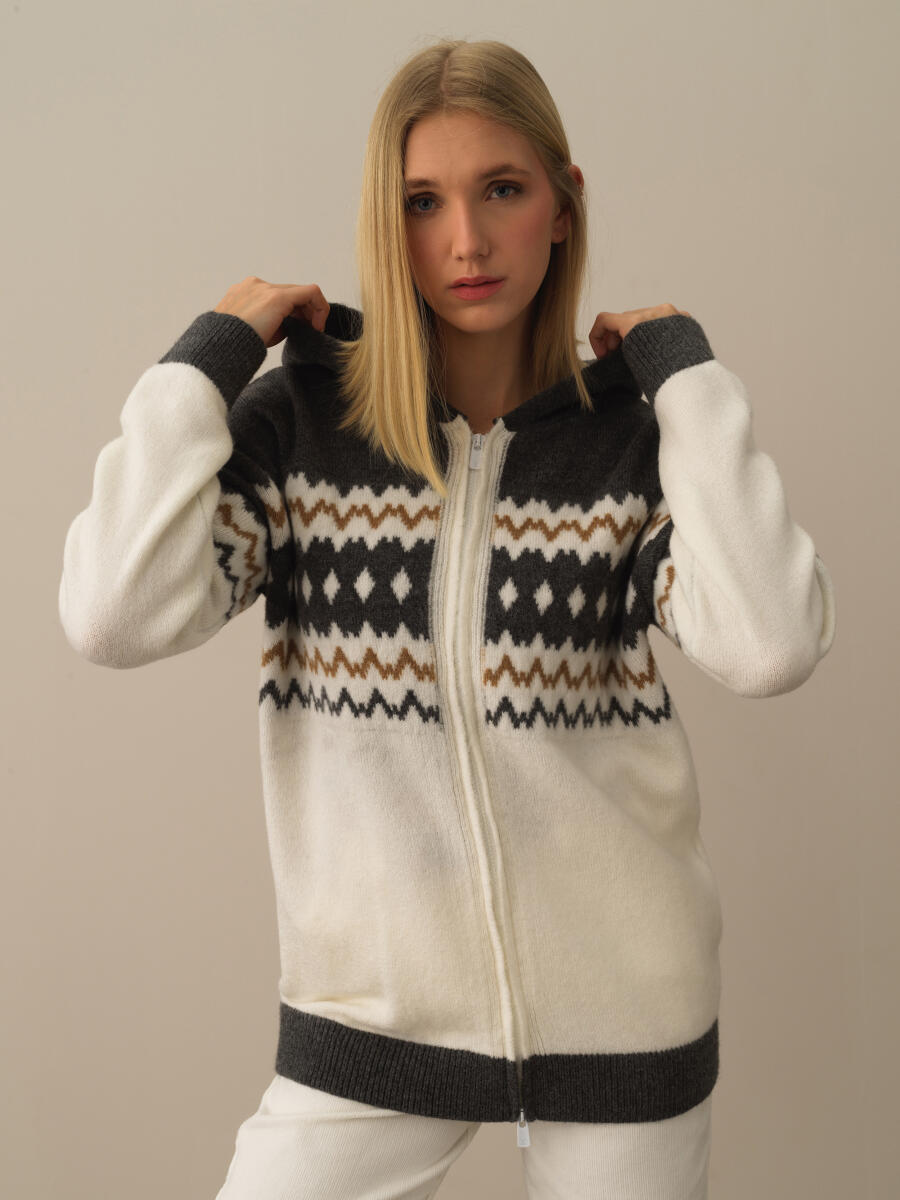 Hooded Zippered Oversized Cardigan