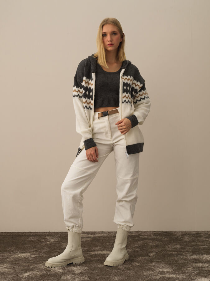 Hooded Zippered Oversized Cardigan - Xint