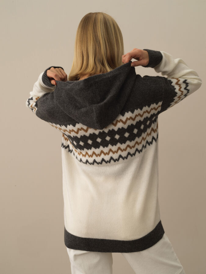 Hooded Zippered Oversized Cardigan - Xint