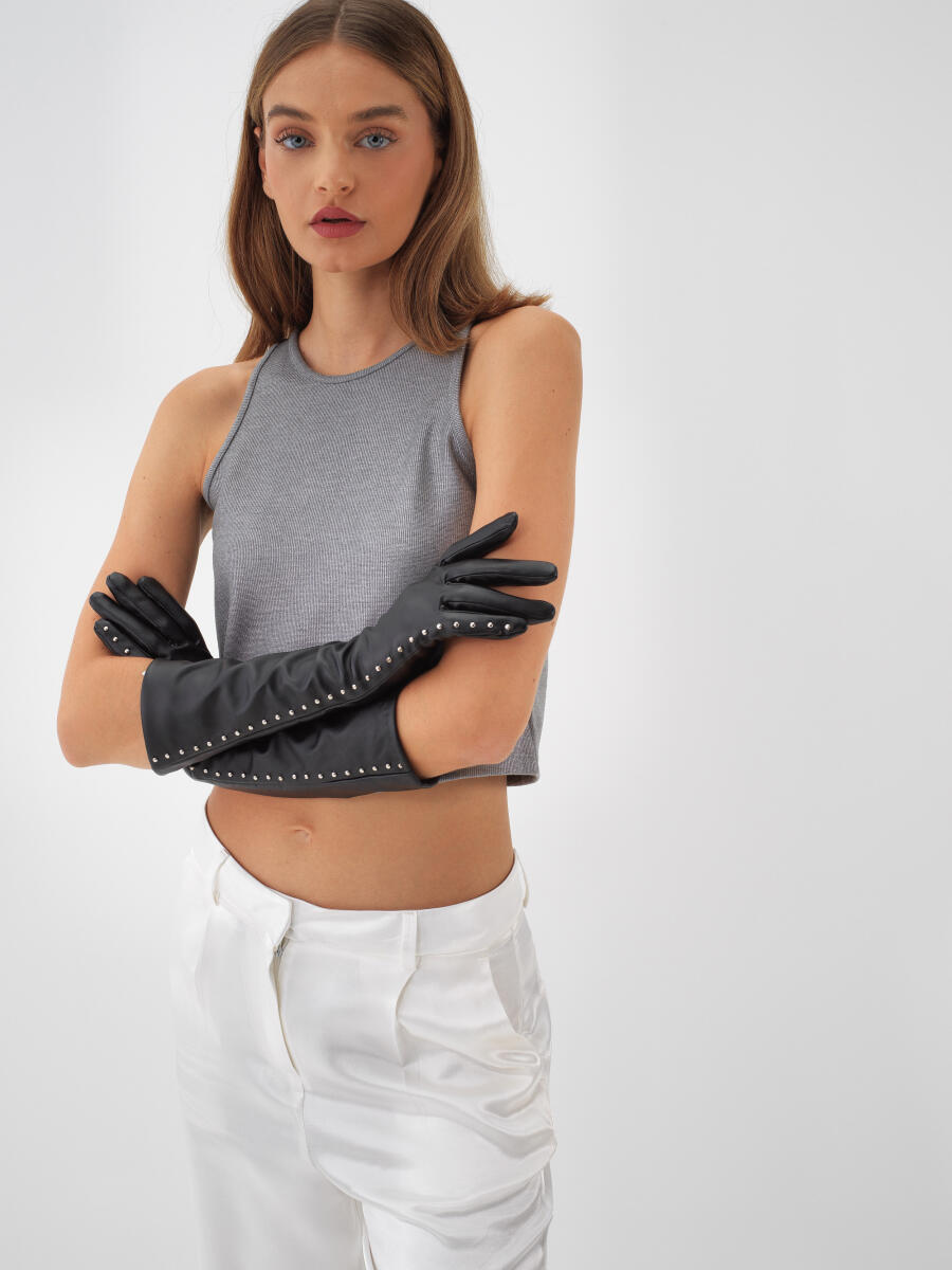 Antrasit Işıltılı Sim Detaylı Slim Fit Atlet