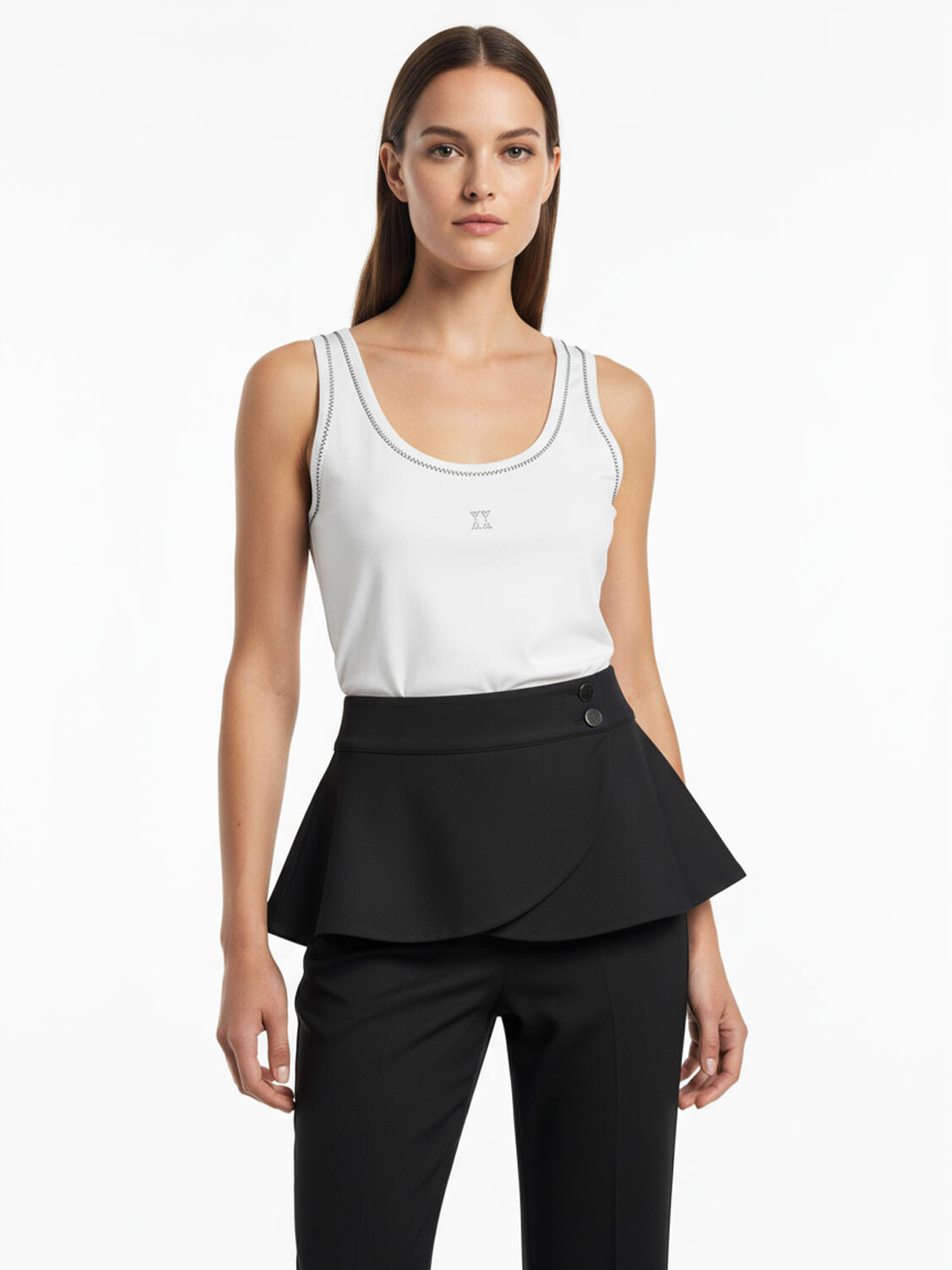 Beyaz Pamuk Dokulu Regular Fit Atlet - 1