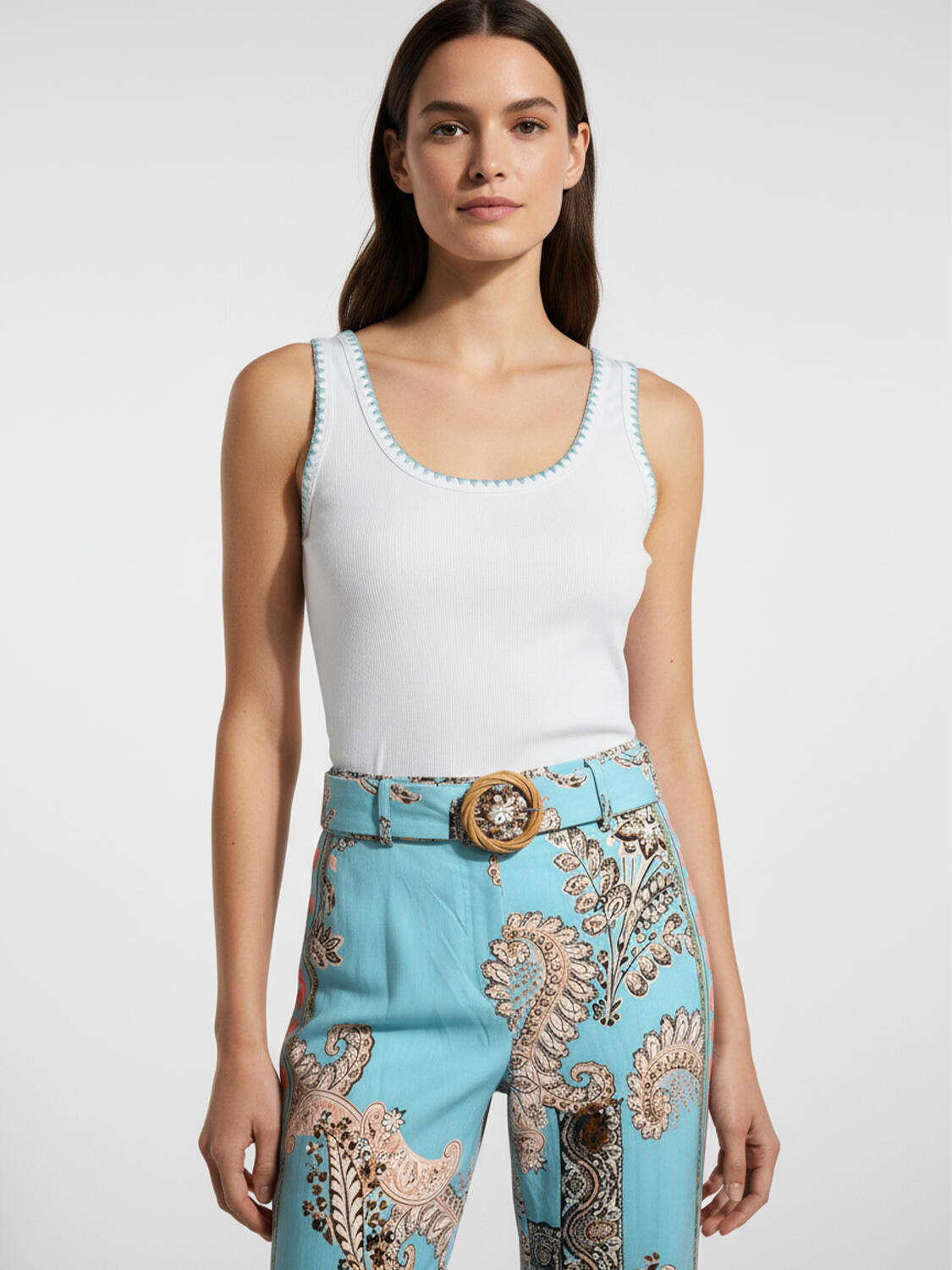 Beyaz Pamuk Dokulu Regular Fit Atlet - 1