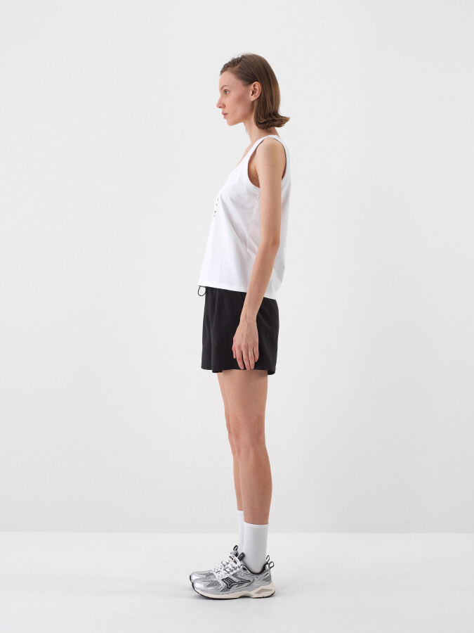 Beyaz Pamuk Dokulu Regular Fit Atlet - 3