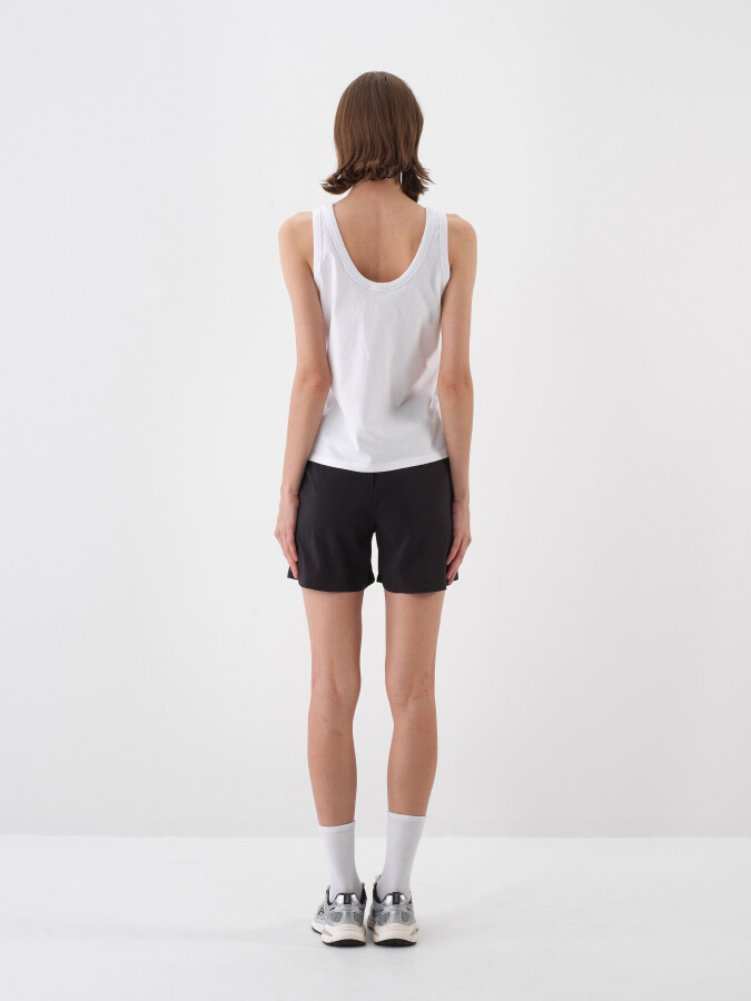 Beyaz Pamuk Dokulu Regular Fit Atlet - 5