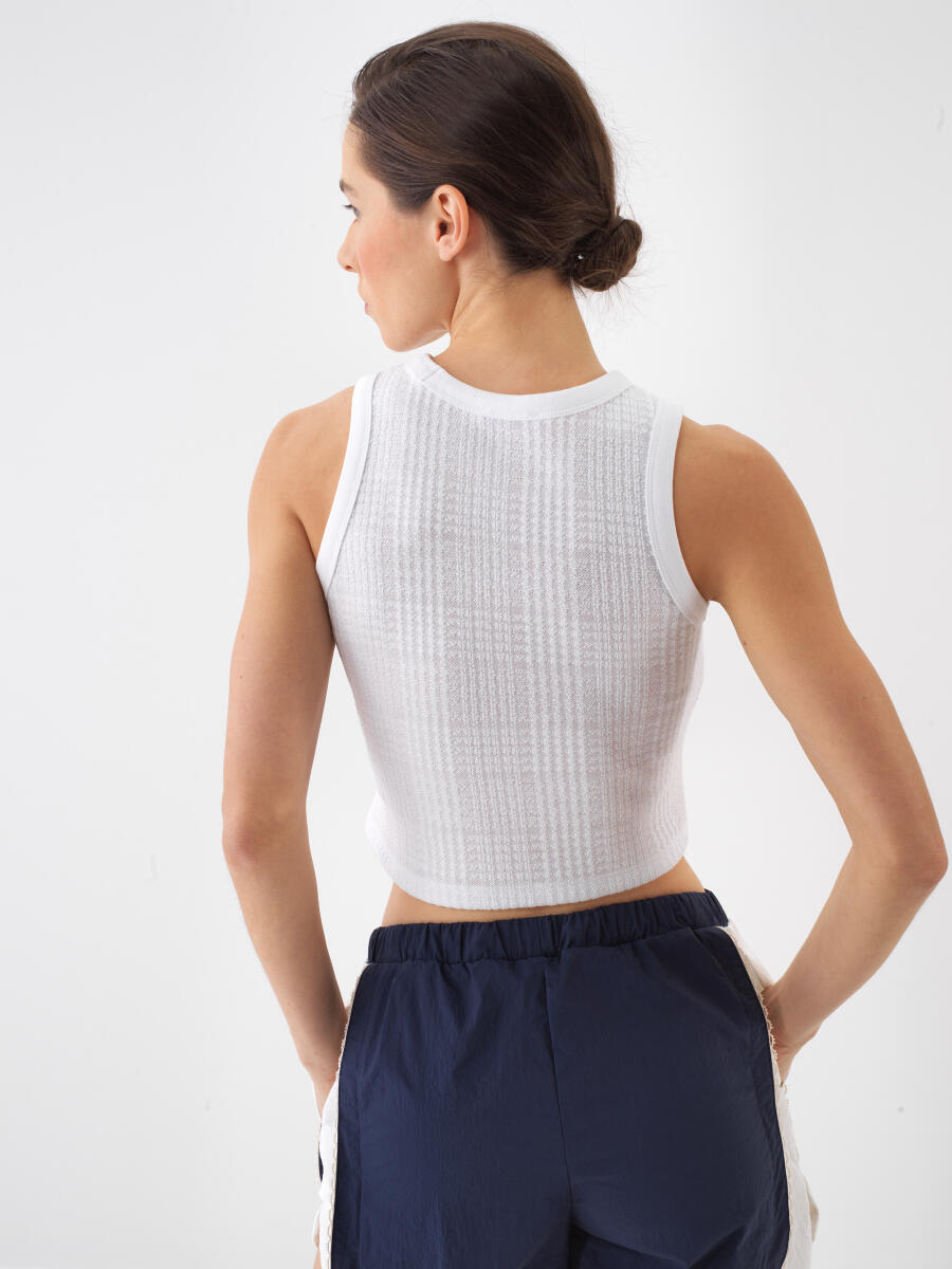 Beyaz Pamuk Dokulu Slim Fit Atlet - 4