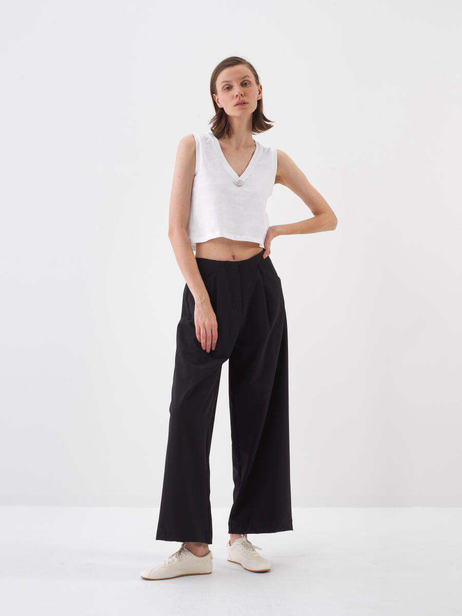 Beyaz Pamuk Dokulu Slim Fit Atlet - 2