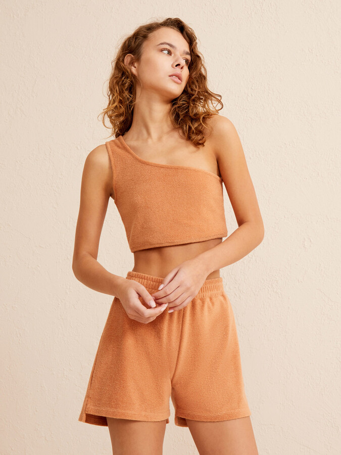 Kahverengi Regular Fit Pamuklu Havlu Atlet