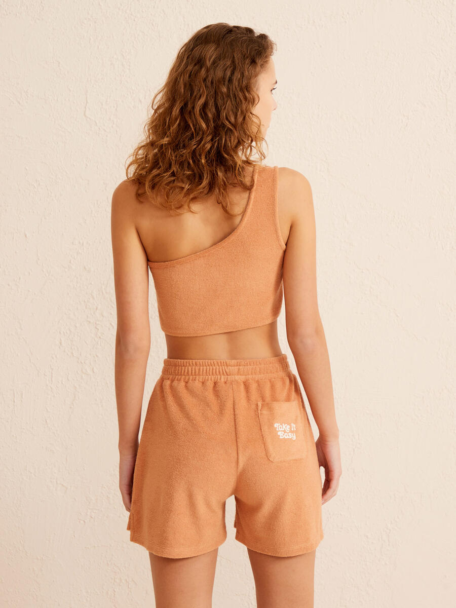 Kahverengi Regular Fit Pamuklu Havlu Atlet - 4