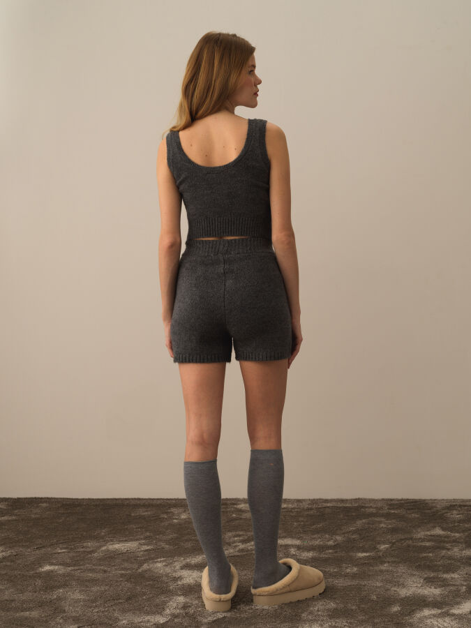 Koyu Gri Lüks Pamuk Dokulu Regular Fit Atlet - Xint