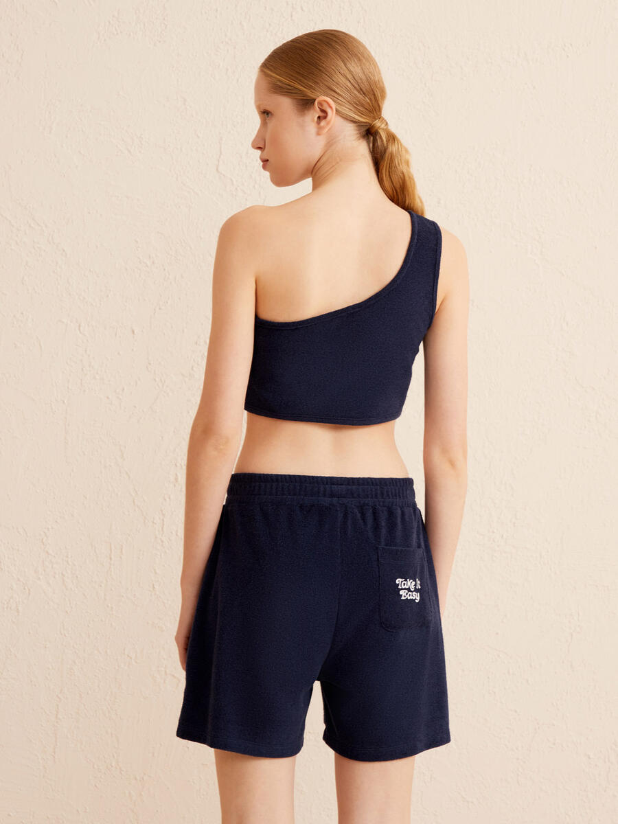 Lacivert Regular Fit Pamuklu Havlu Atlet (4)