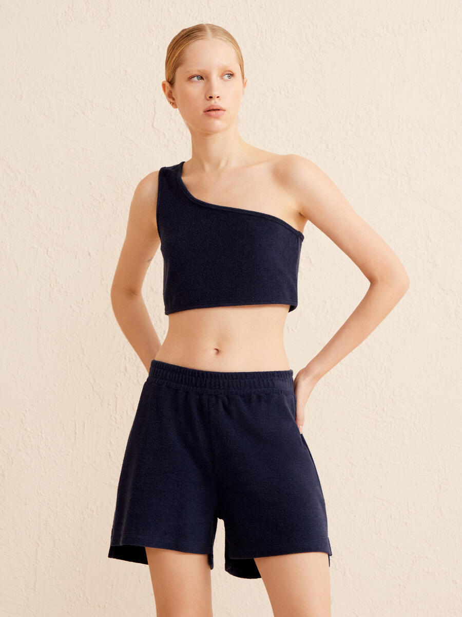 Lacivert Regular Fit Pamuklu Havlu Atlet - 1