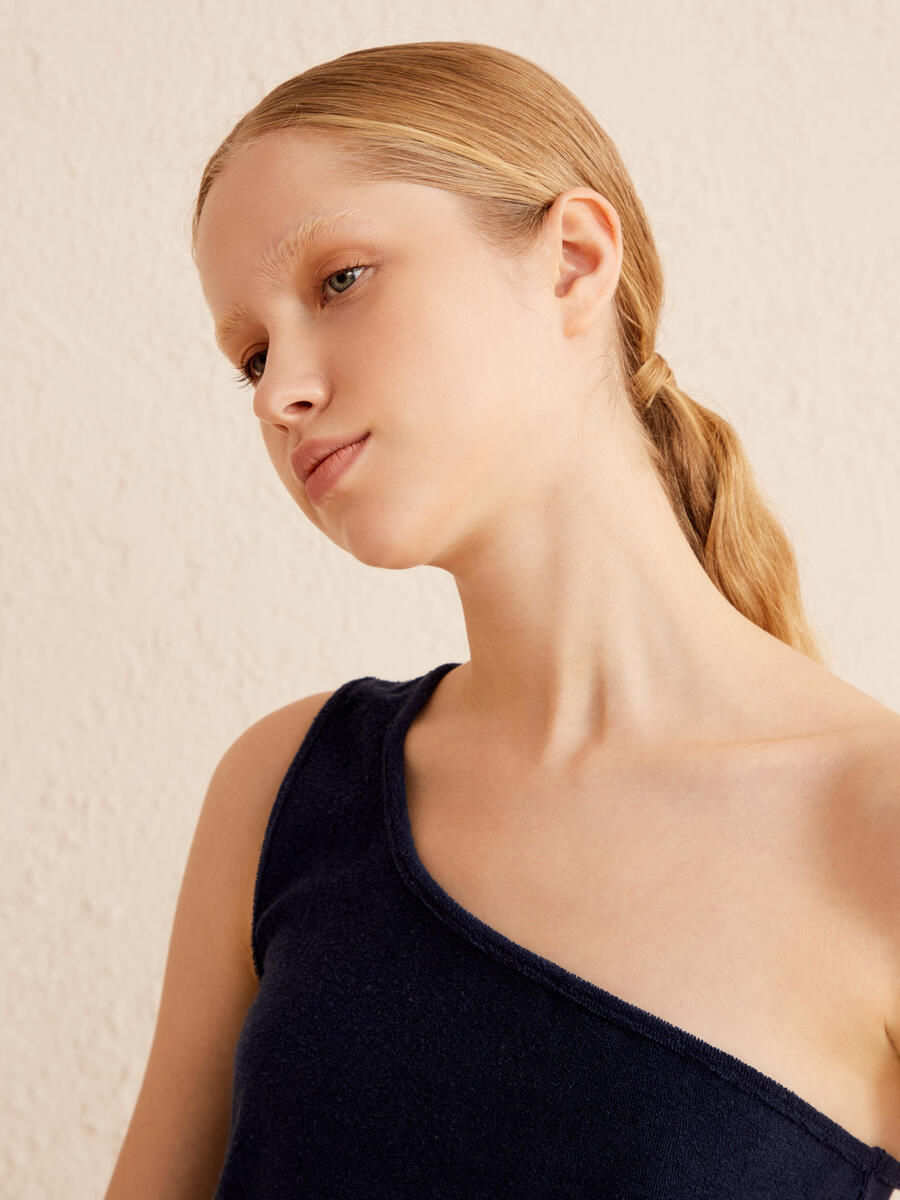 Lacivert Regular Fit Pamuklu Havlu Atlet - 3