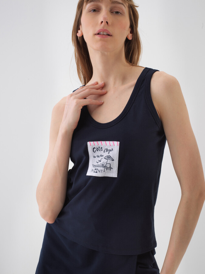 Lacivert Pamuk Dokulu Regular Fit Atlet - 1