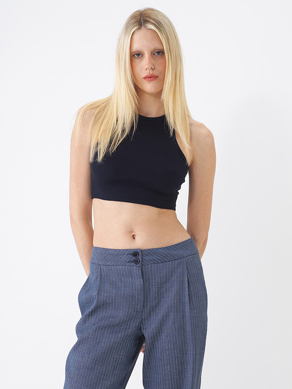 Lacivert Pamuk Dokulu Slim Fit Atlet