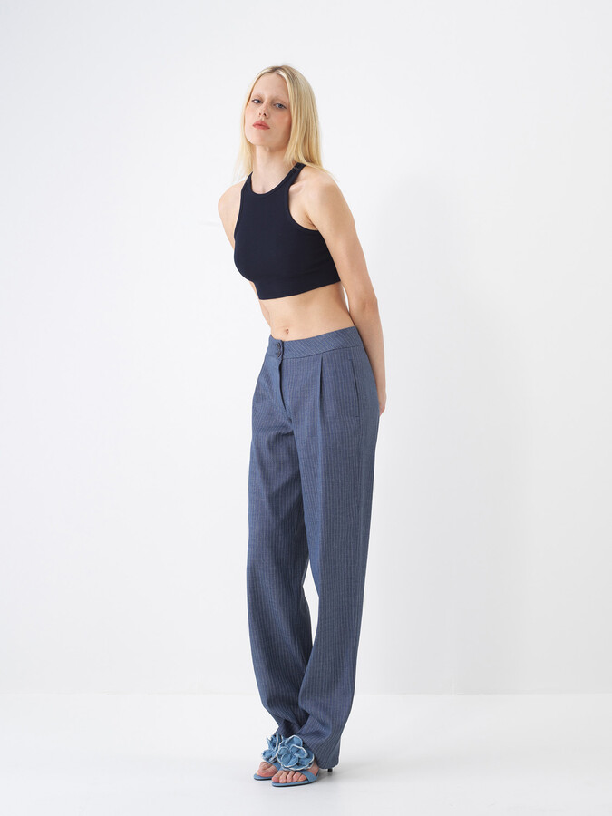 Lacivert Pamuk Dokulu Slim Fit Atlet (4)