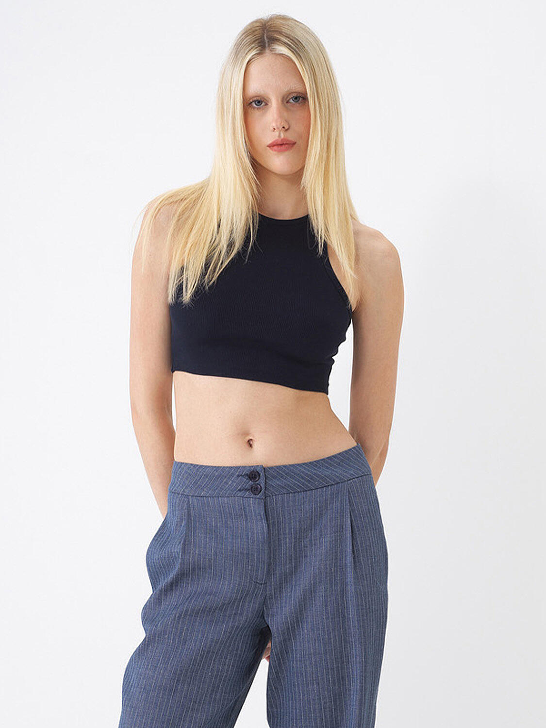 Lacivert Pamuk Dokulu Slim Fit Atlet - 1