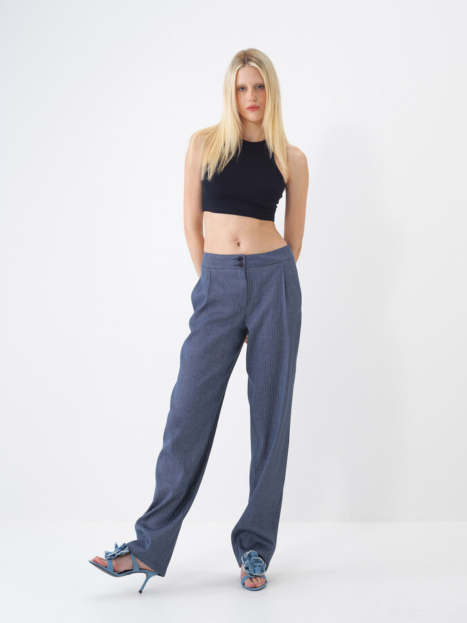 Lacivert Pamuk Dokulu Slim Fit Atlet - 5