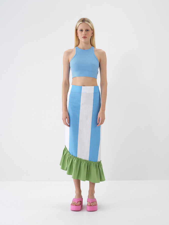 Mavi Pamuk Dokulu Slim Fit Atlet (1)