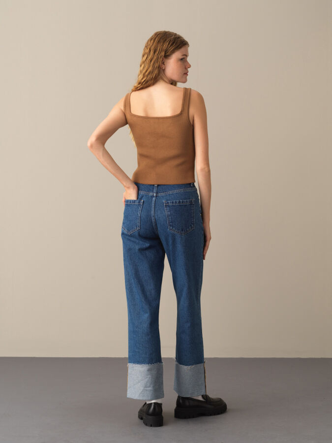 Camel Pamuk Dokulu Slim Fit Triko Basic Atlet - Xint