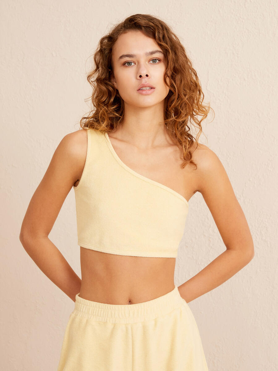 Sarı Regular Fit Pamuklu Havlu Atlet - 1