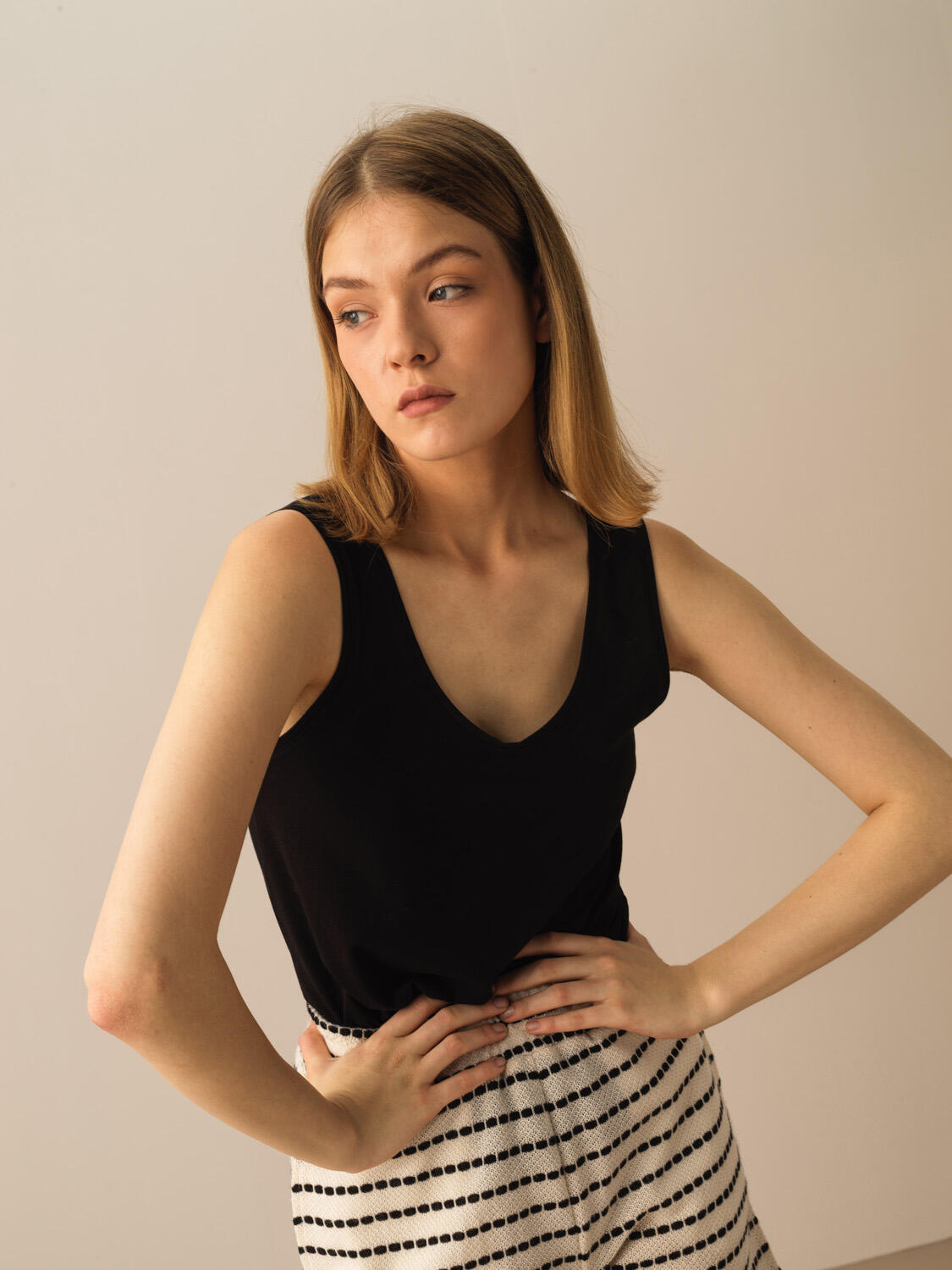 Siyah Pamuk Dokulu Regular Fit Atlet