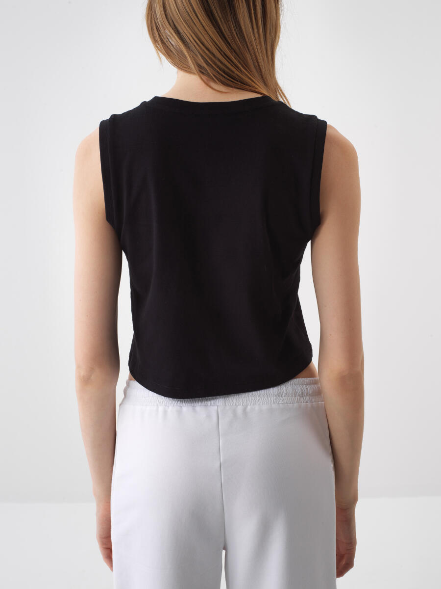 Siyah Pamuk Dokulu Slim Fit Atlet - 4
