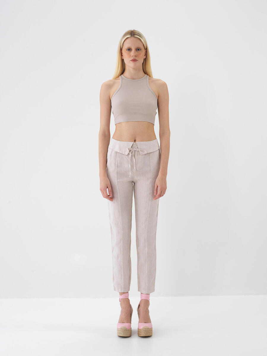 Taş Rengi Pamuk Dokulu Slim Fit Atlet - 2