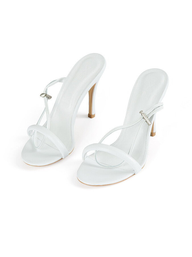 Beyaz Deri Topuklu Ayakkabı - Xint