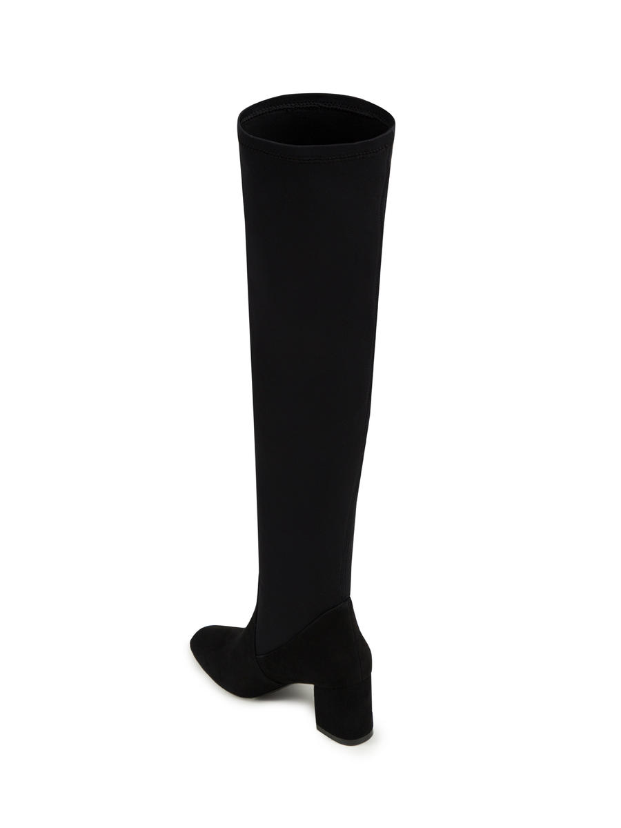 Siyah Streç Deri Uzun Çizme - 4