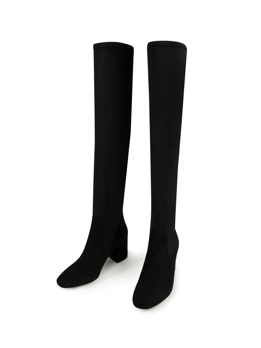 Siyah Streç Deri Uzun Çizme - 2