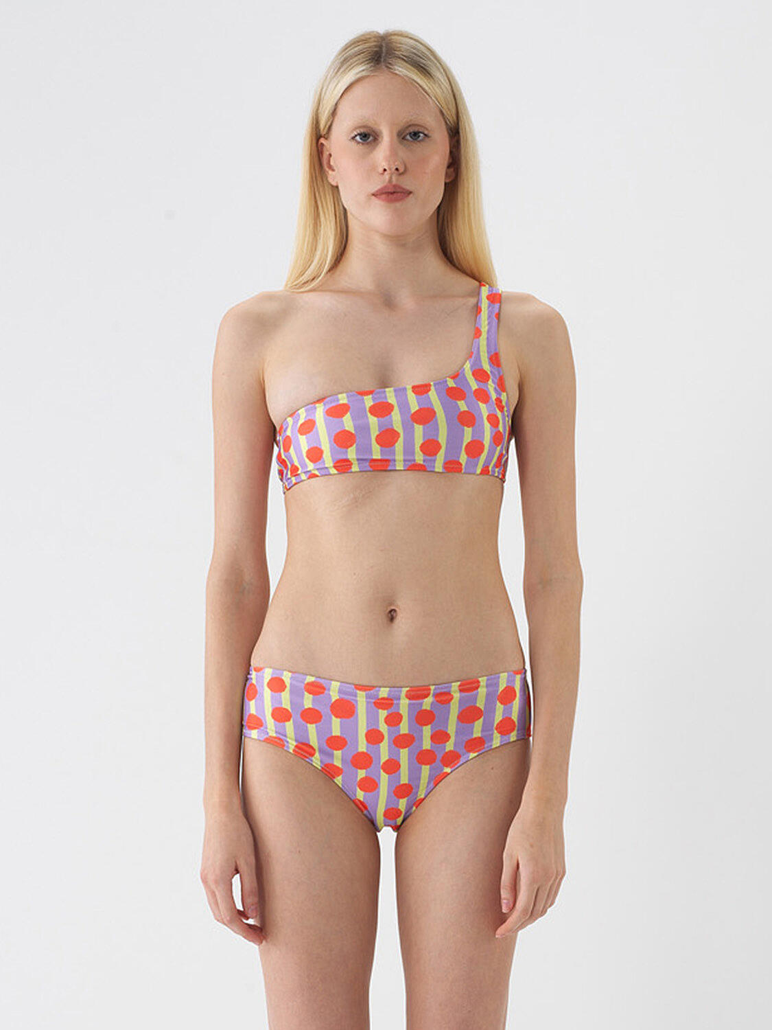 Nar Çiçeği Doğal Dökümlü Slim Fit Bikini Üstü - 1
