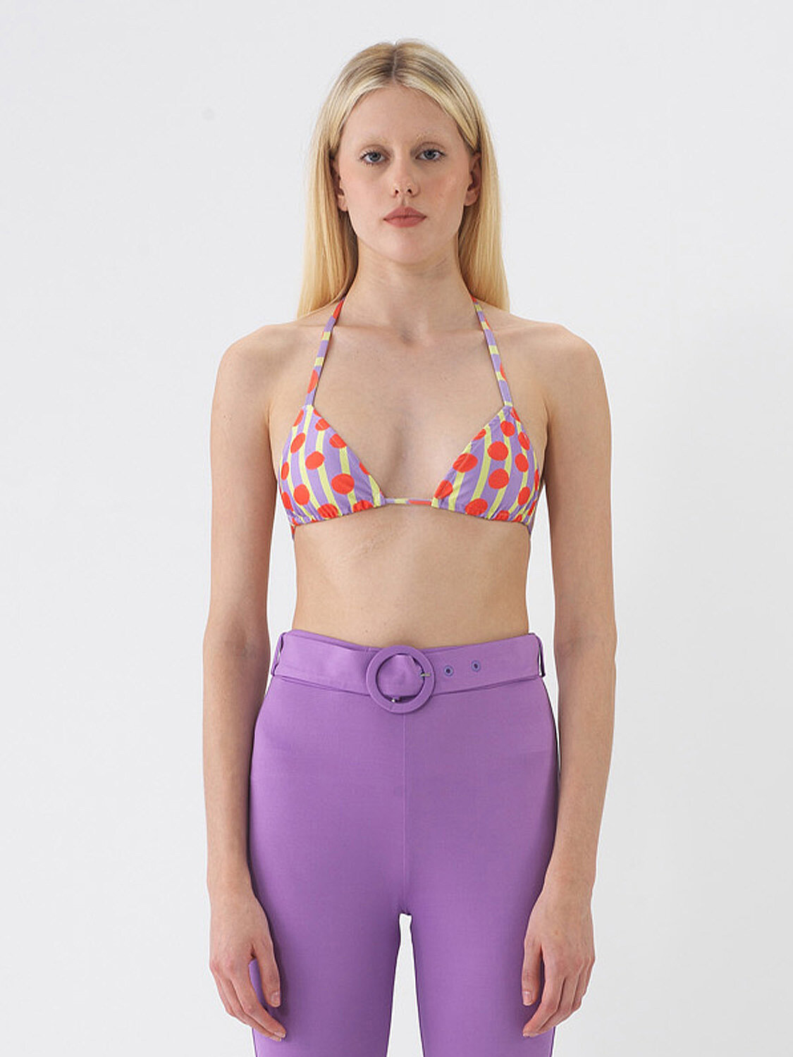 Nar Çiçeği Doğal Dökümlü Slim Fit Bikini Üstü